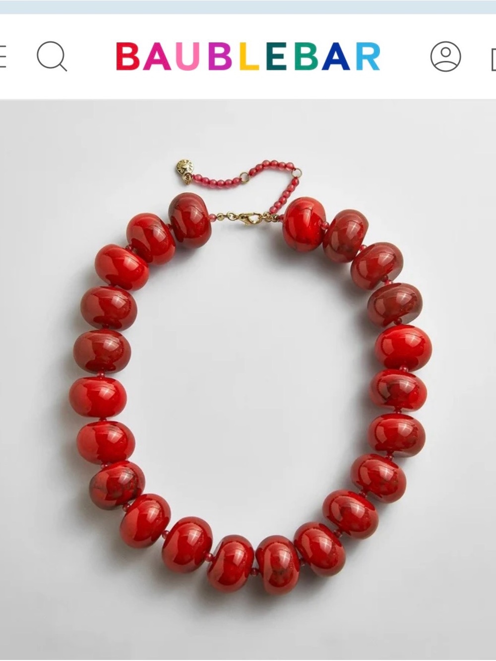 BaubleBar Glossy Red Bead Necklace